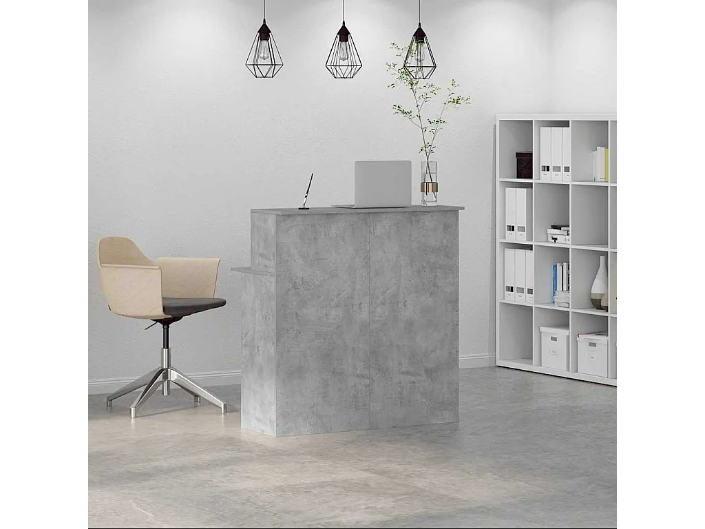 Bureau de réception gris béton 100x50x103,5cm bois d'ingénierie