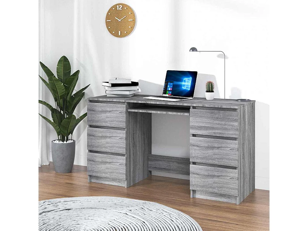 Scrivania Sonoma Grey 140x50x77 cm in legno ingegnerizzato