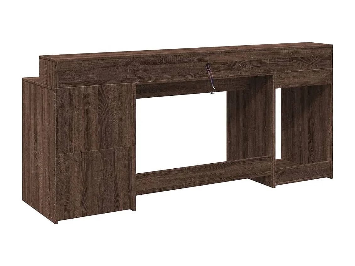 Bureau en LED-verlichting bruin eiken bewerkt hout
