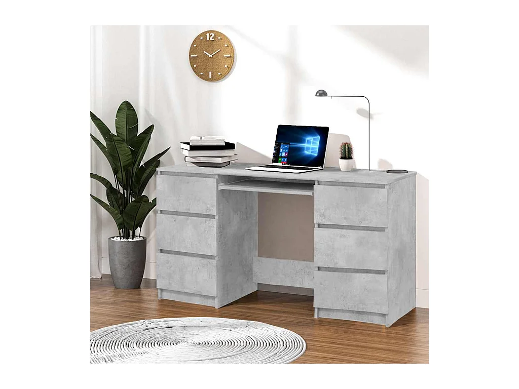 Betongrijs bureau 140x50x77 cm bewerkt hout