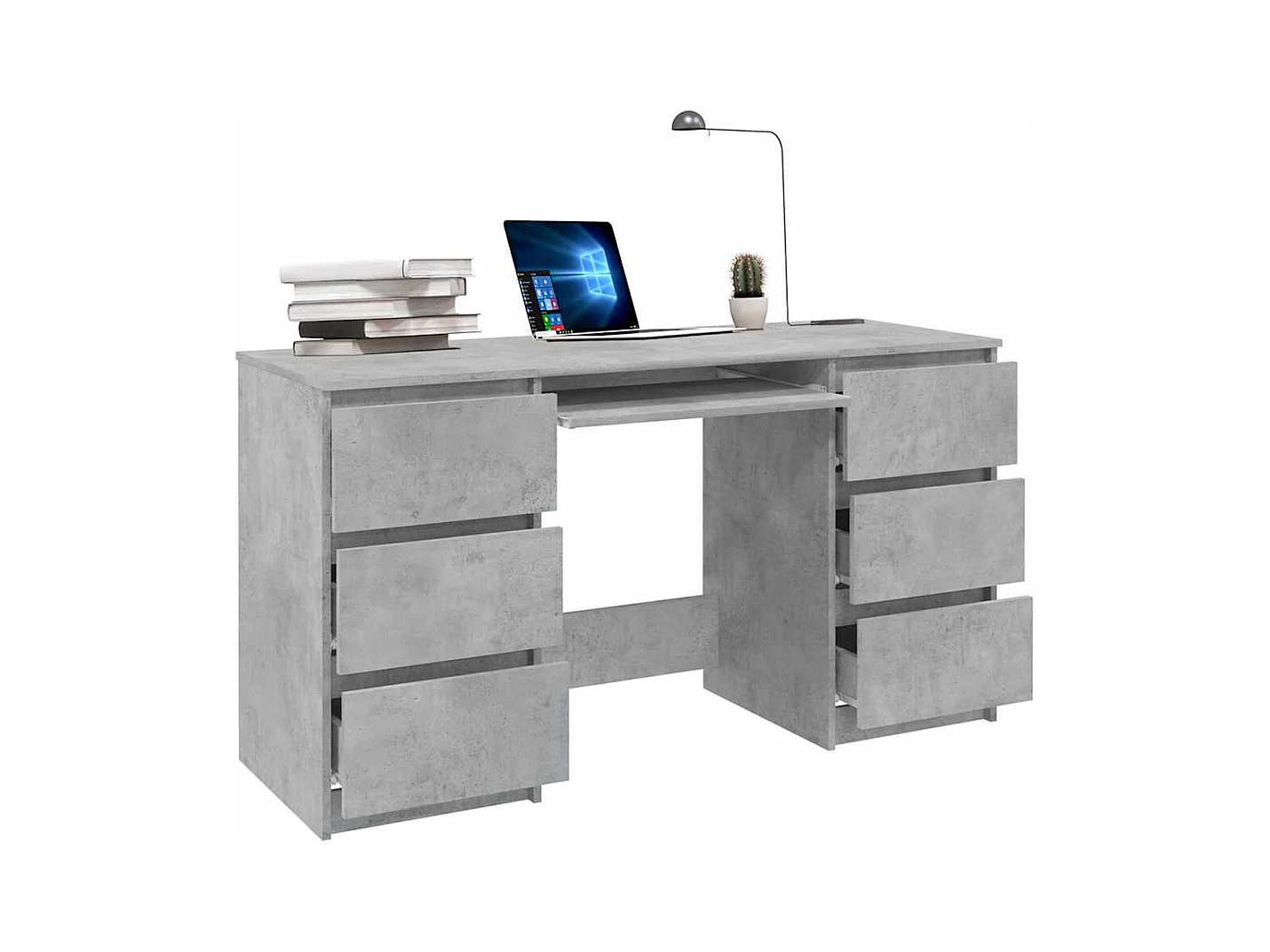 Betongrijs bureau 140x50x77 cm bewerkt hout