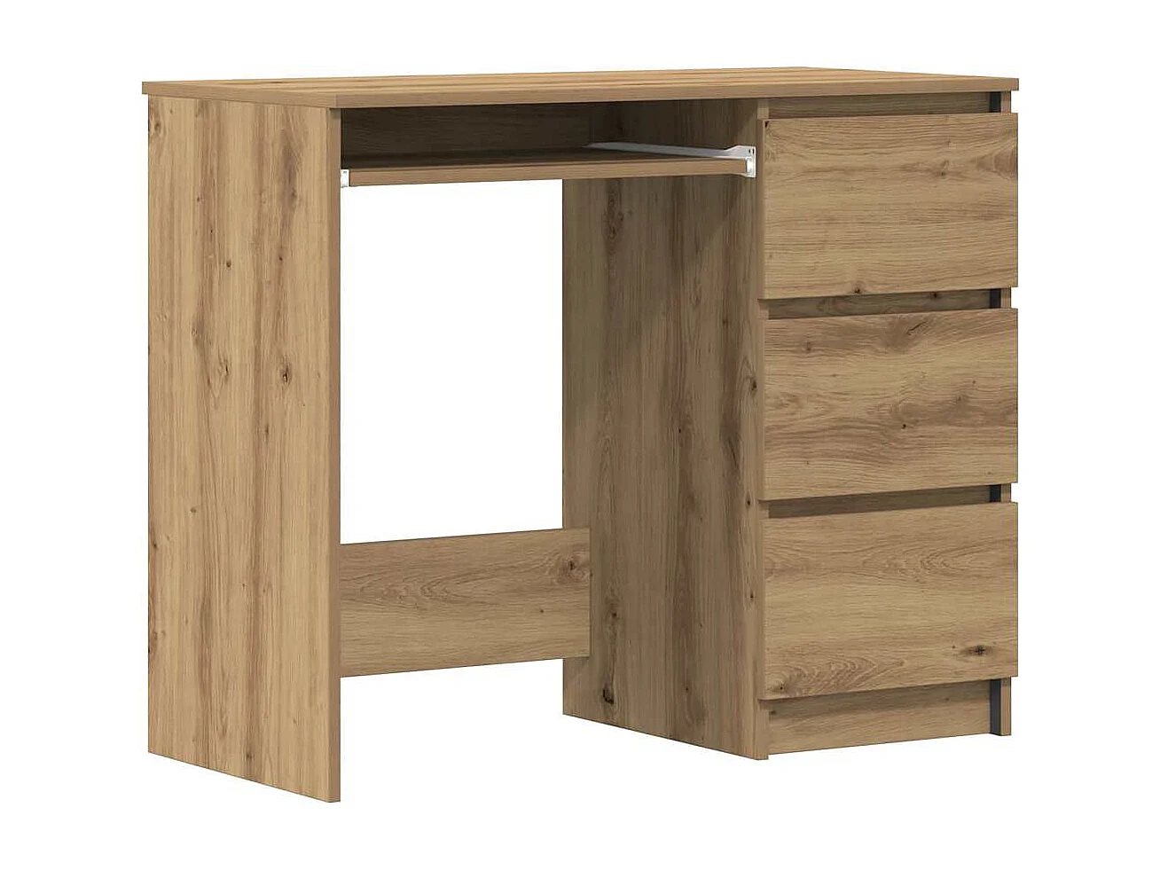 Bureau chêne artisanal 90x45x76 cm bois d'ingénierie