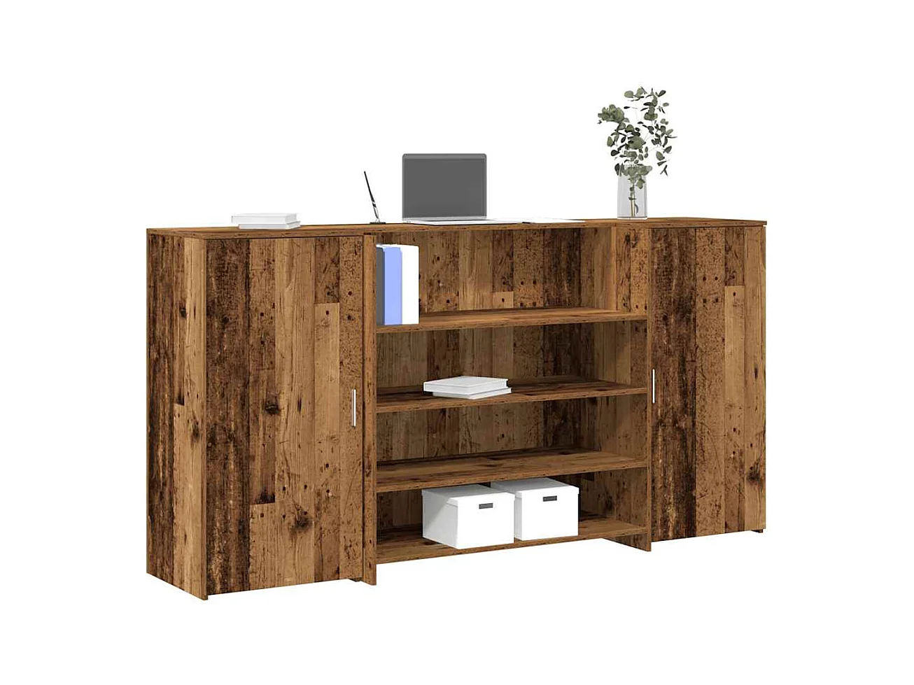 Bureau de réception vieux bois 200x50x103,5cm bois d'ingénierie