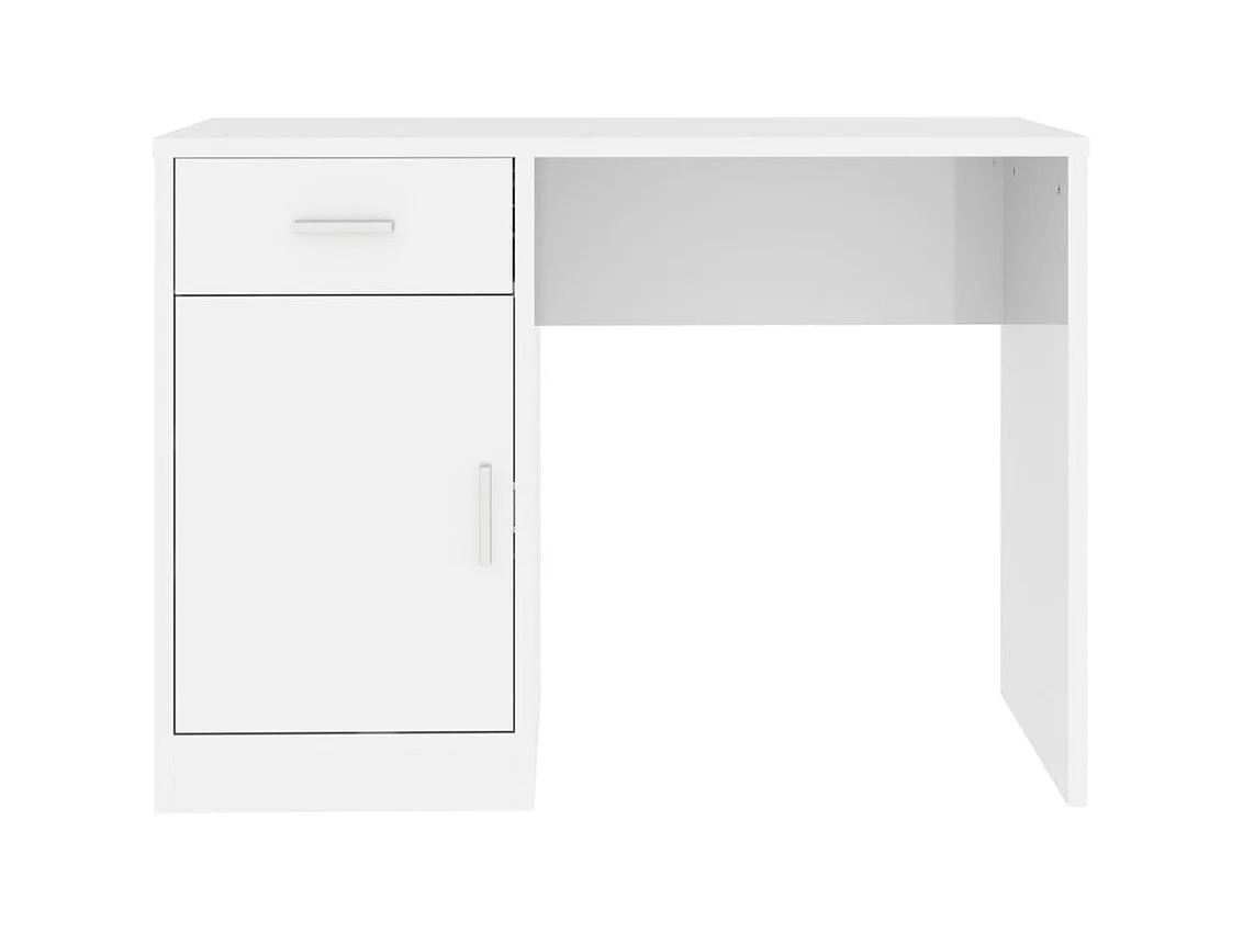 Bureau met lade en kast Glanzend wit 100x40x73 cm