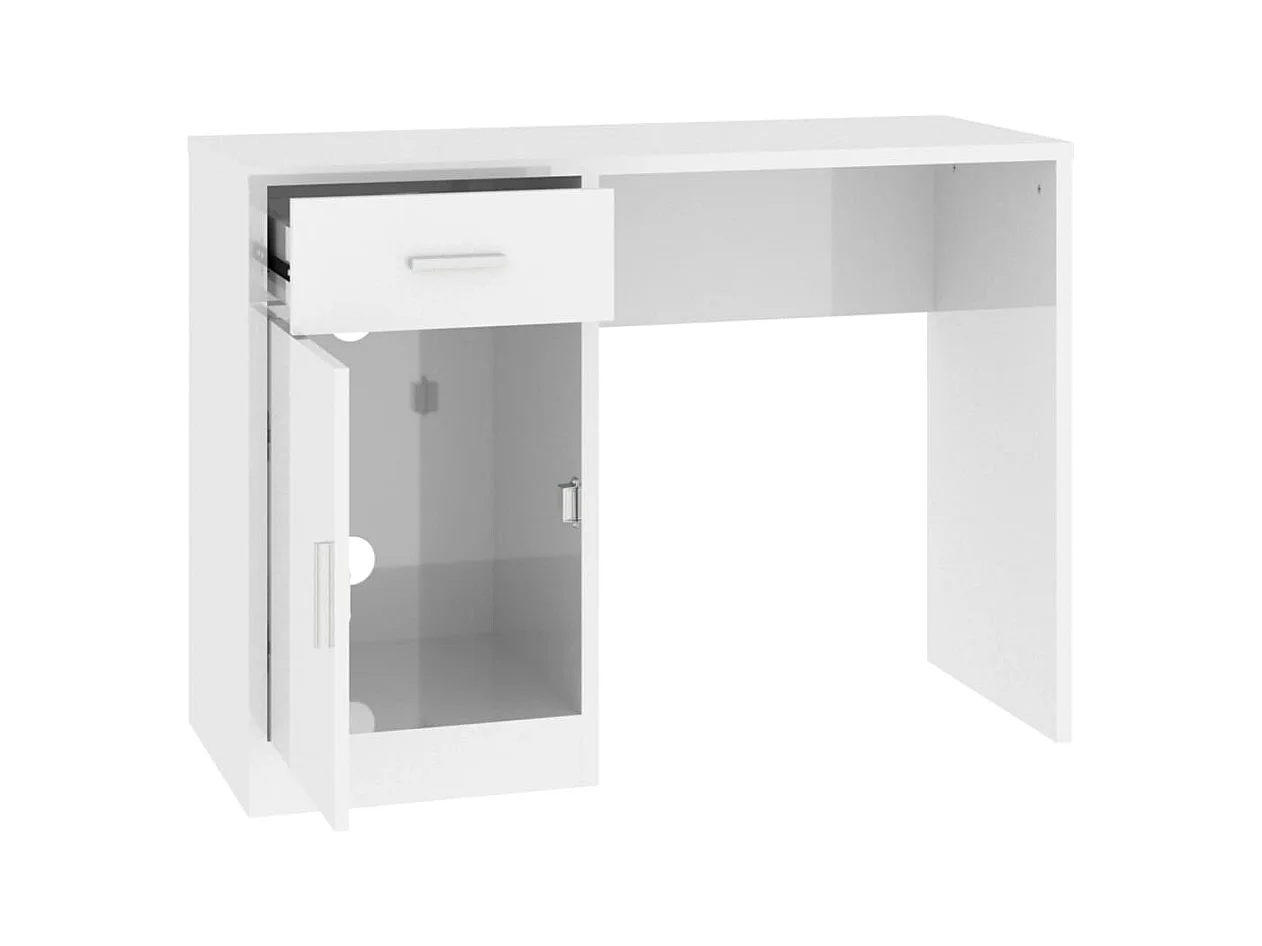 Bureau met lade en kast Glanzend wit 100x40x73 cm
