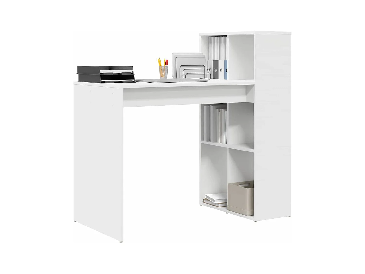 Bureau met plank Wit 108 x 55 x 103,5 cm Bewerkt hout