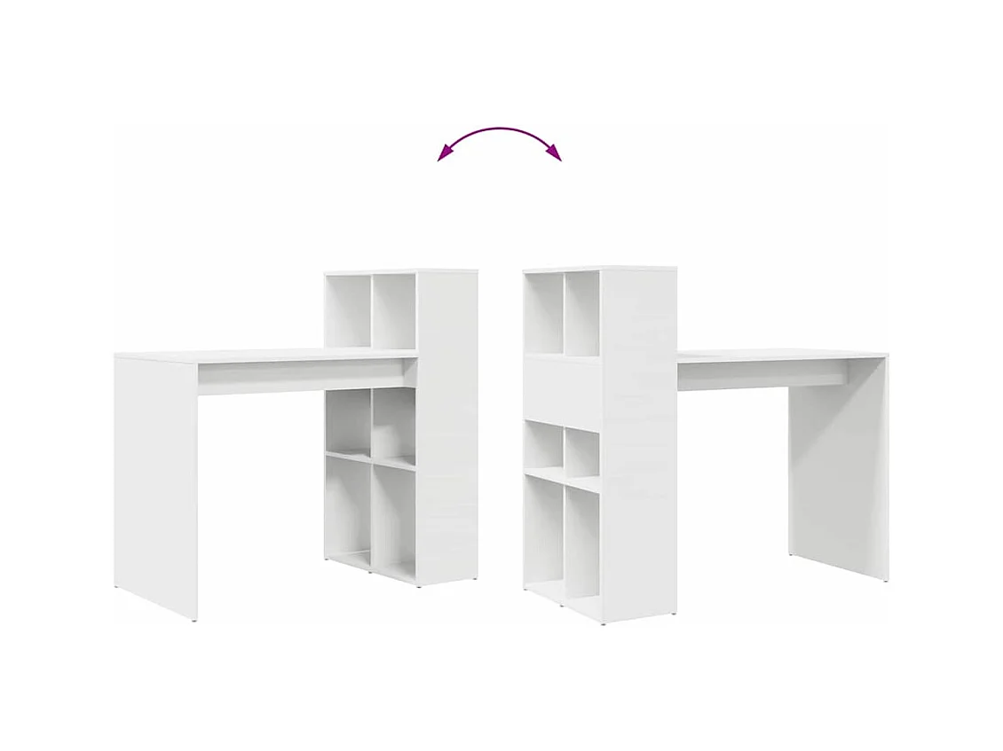 Bureau met plank Wit 108 x 55 x 103,5 cm Bewerkt hout