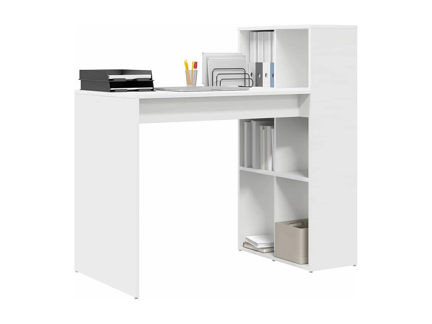 Bureau avec étagère Blanc 108 x 55 x 103,5 cm Bois d'ingénierie