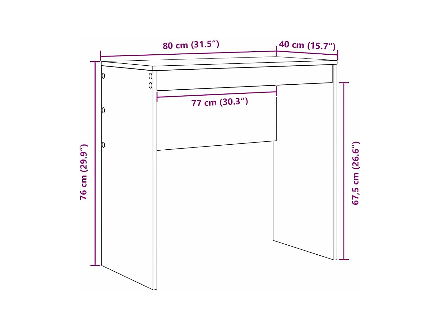 Escritorio blanco 80 x 40 x 76 cm Madera de ingeniería