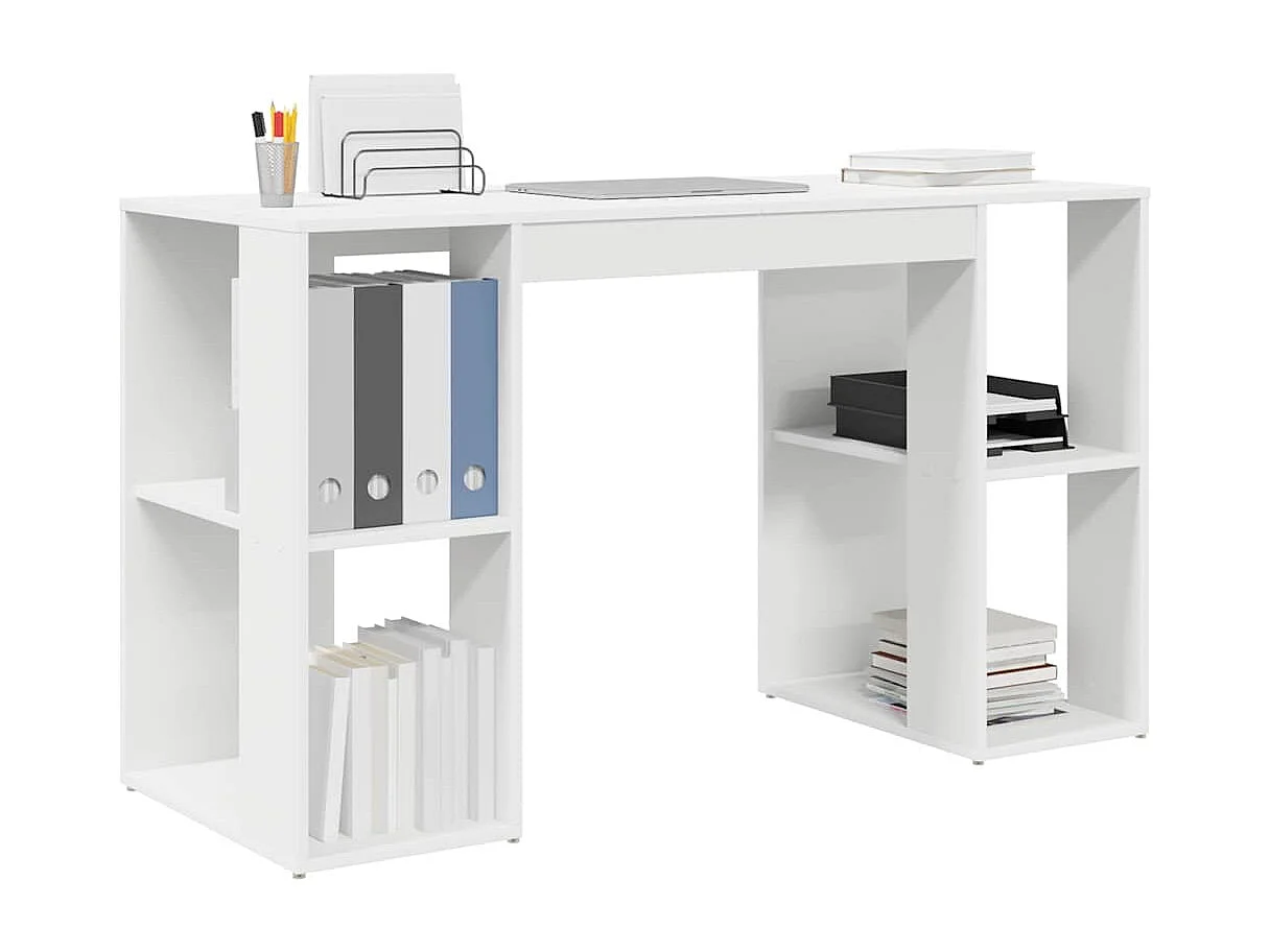 Bureau avec Rangement avec étagère Blanc 130 x 50,5 x 75 cm