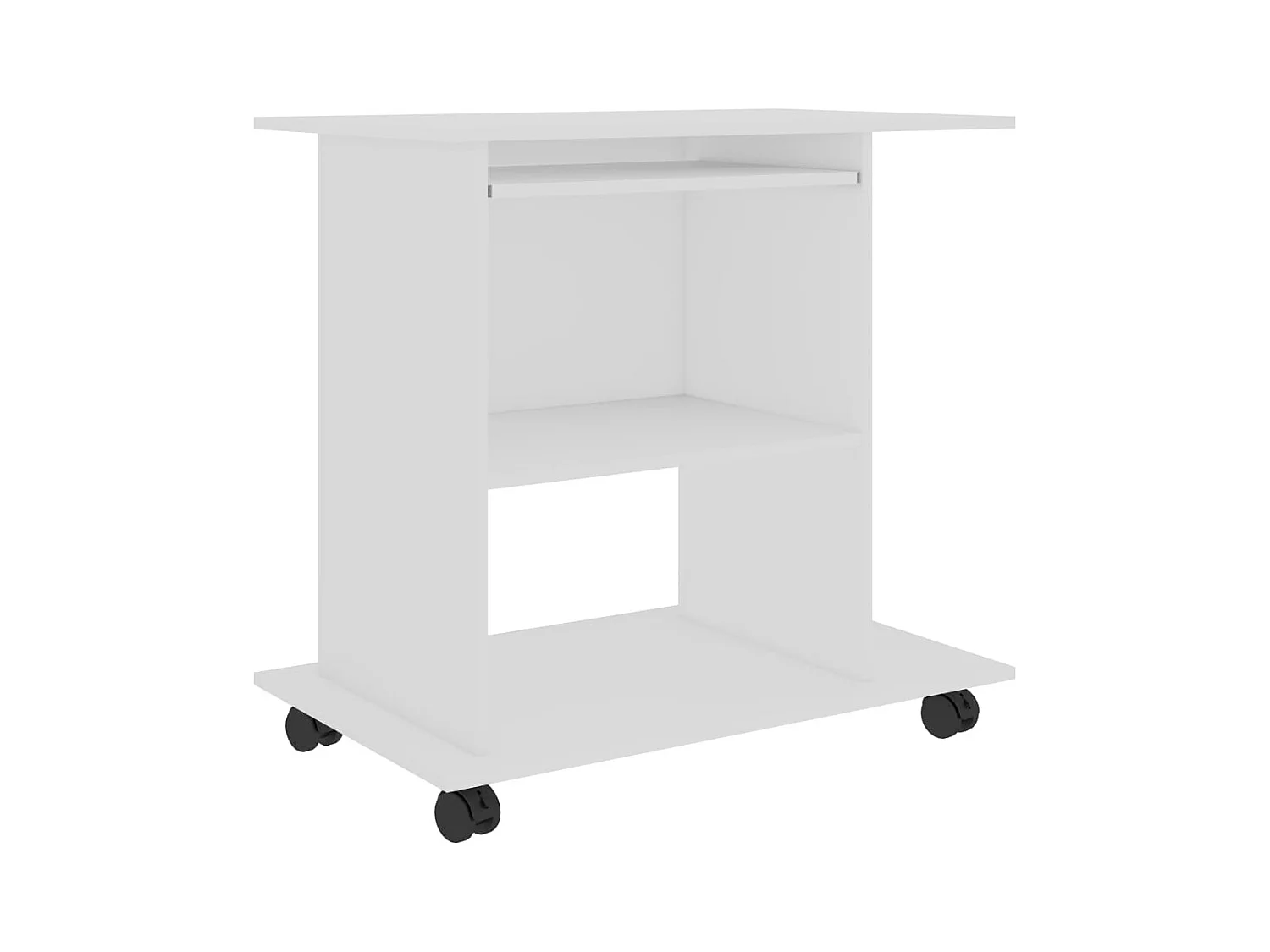 Escritorio de ordenador blanco de 80 x 50 x 75 cm de madera de ingeniería