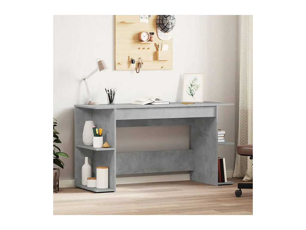 Betongrijs bureau 140x50x75 cm bewerkt hout