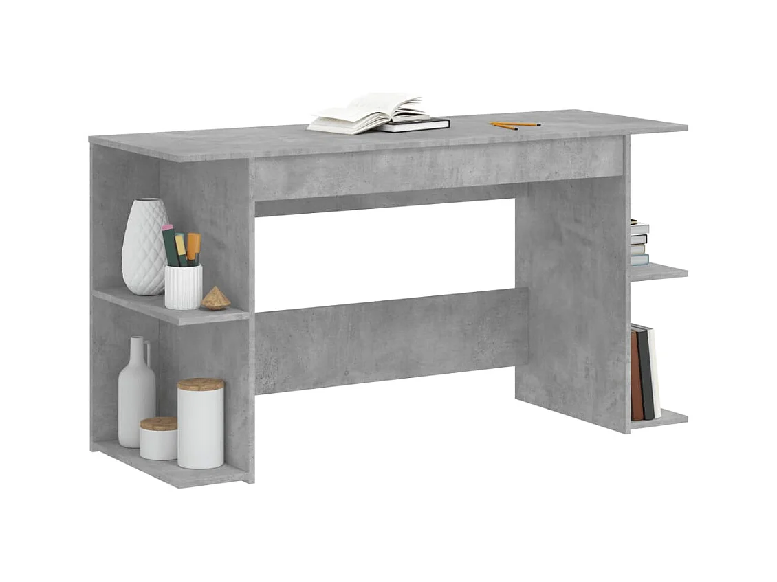 Betongrijs bureau 140x50x75 cm bewerkt hout