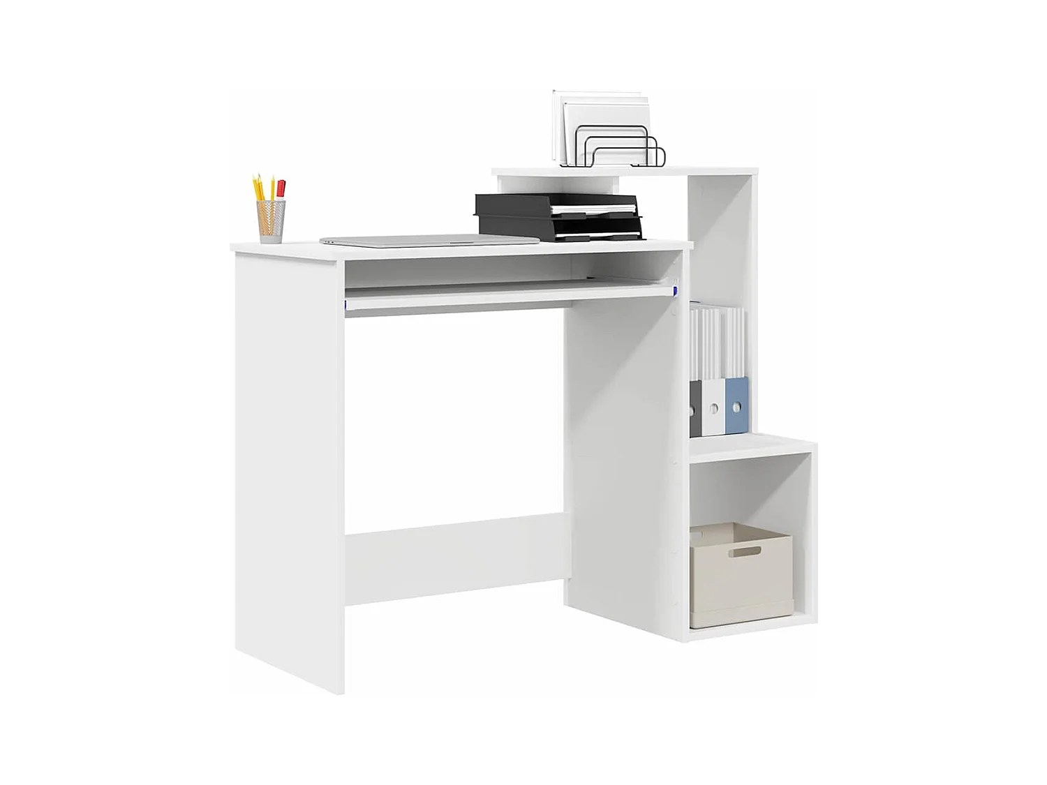 Bureau avec étagère Blanc 106 x 40 x 88.5 cm Bois d'ingénierie