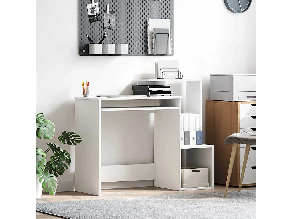 Bureau avec étagère Blanc 106 x 40 x 88.5 cm Bois d'ingénierie