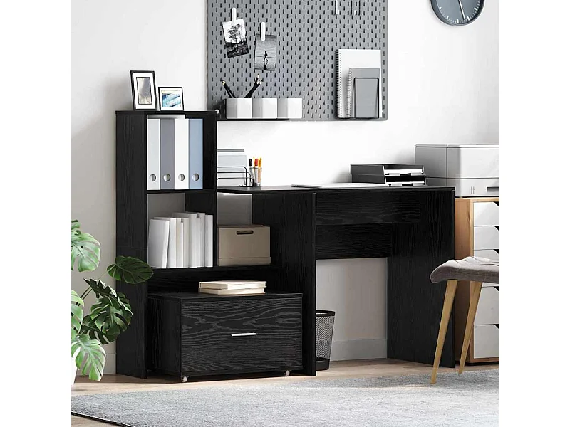 Scrivania in rovere nero 131,5 x 50 x 106,5 cm in legno ingegnerizzato