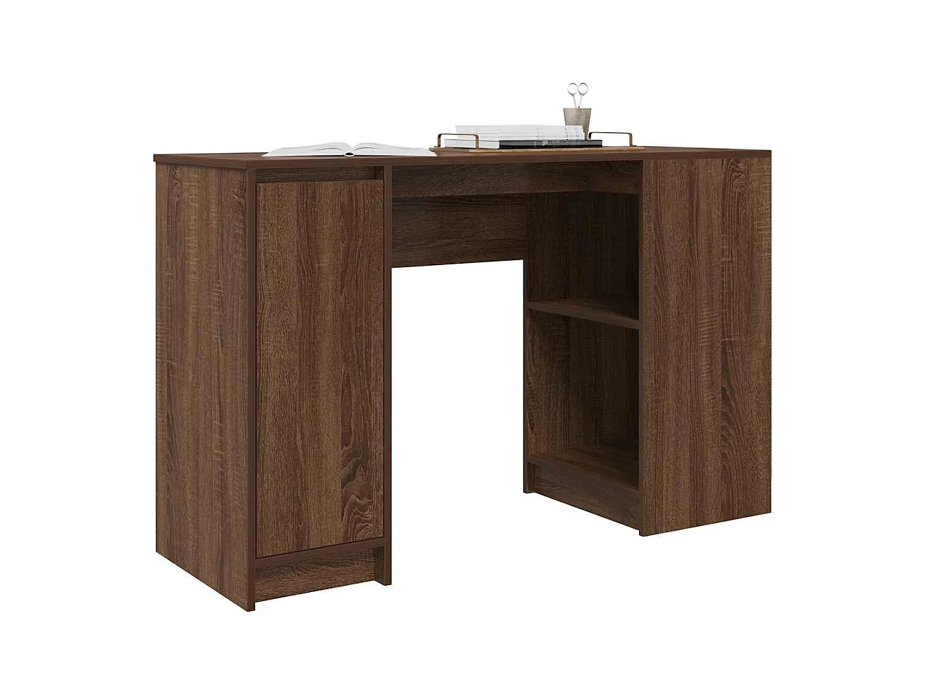 Bureau chêne marron 120x42x76 cm bois d'ingénierie