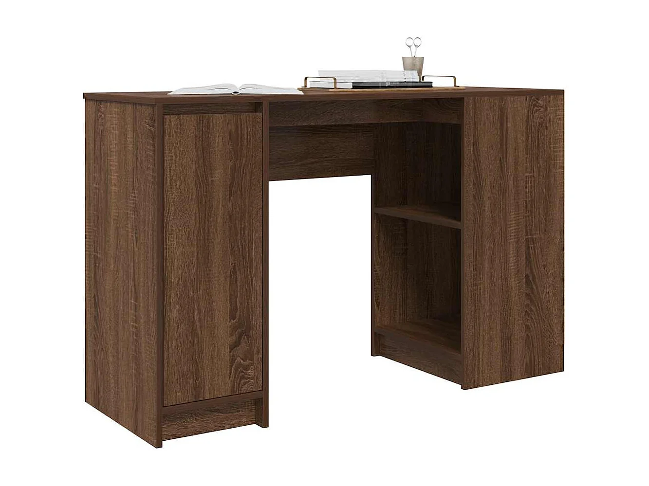 Bureau chêne marron 120x42x76 cm bois d'ingénierie