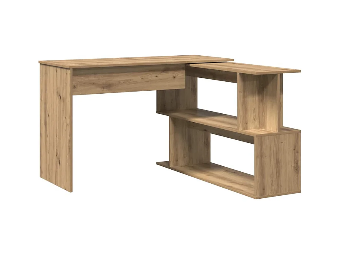 Bureau d'angle chêne artisanal 200,5x50x76 cm bois d'ingénierie