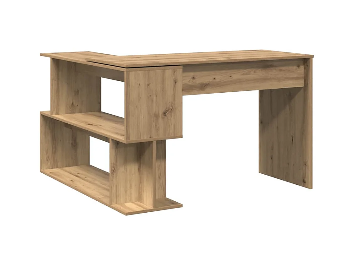 Bureau d'angle chêne artisanal 200,5x50x76 cm bois d'ingénierie