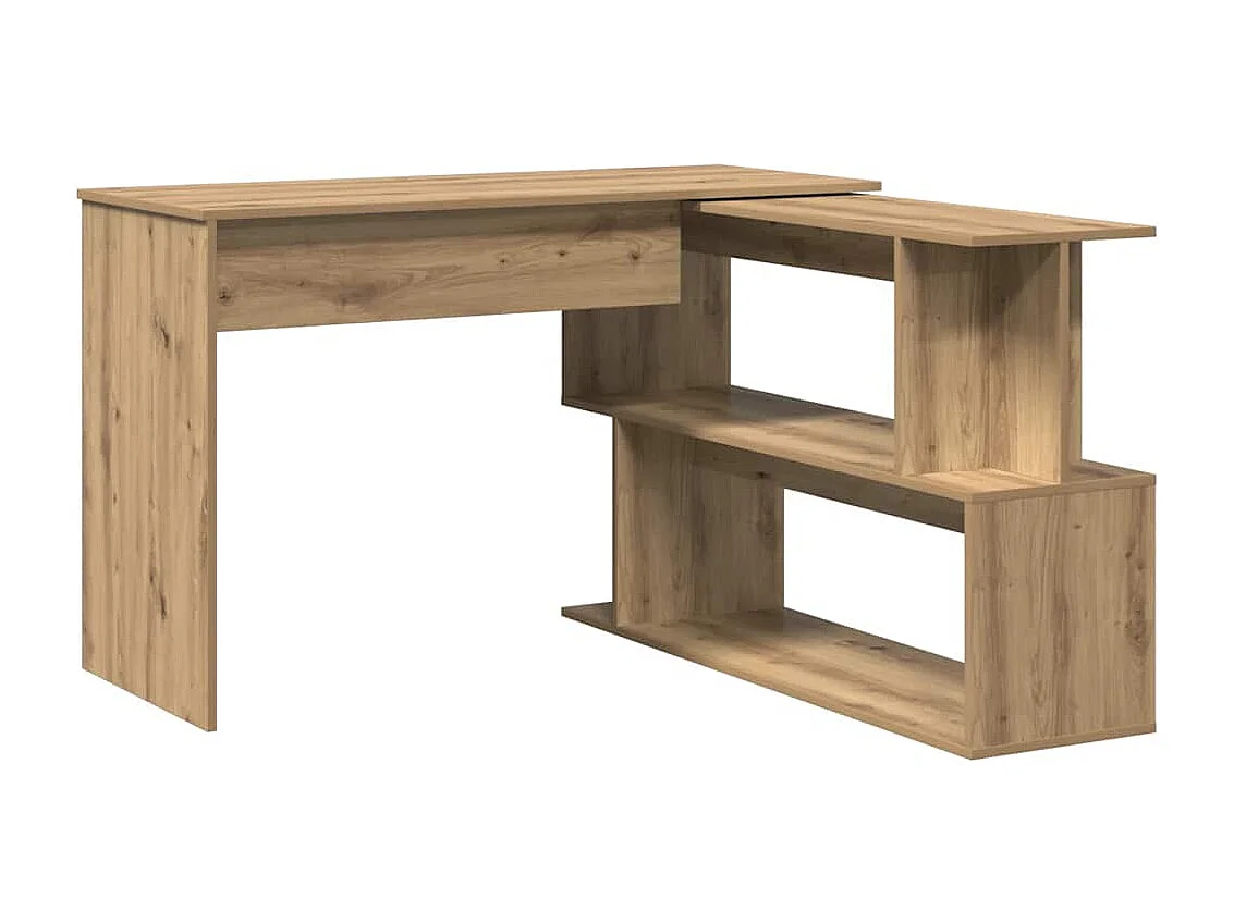 Bureau d'angle chêne artisanal 200,5x50x76 cm bois d'ingénierie