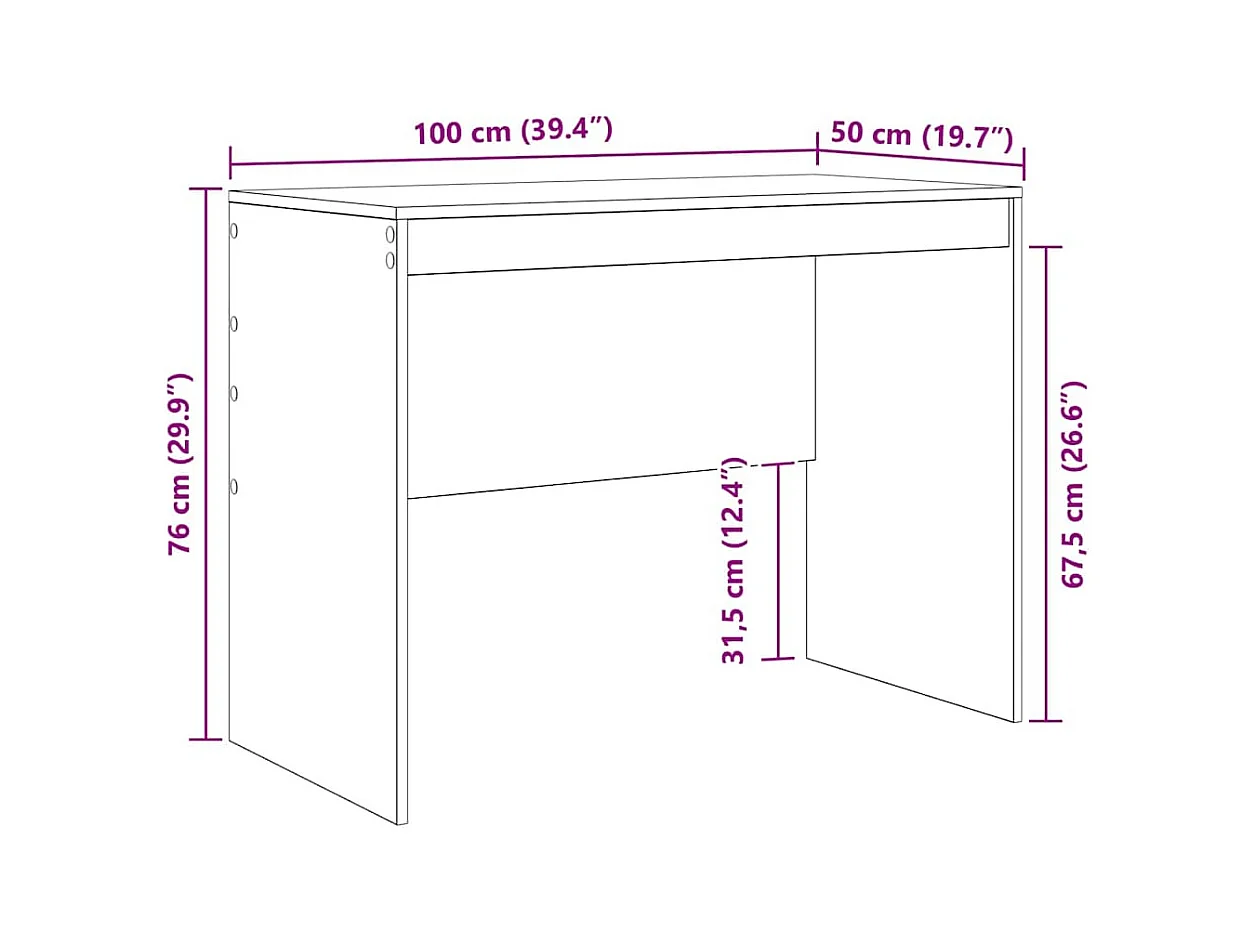 Bureau Sonoma gris 100 x 50 x 76 cm Bois d'ingénierie