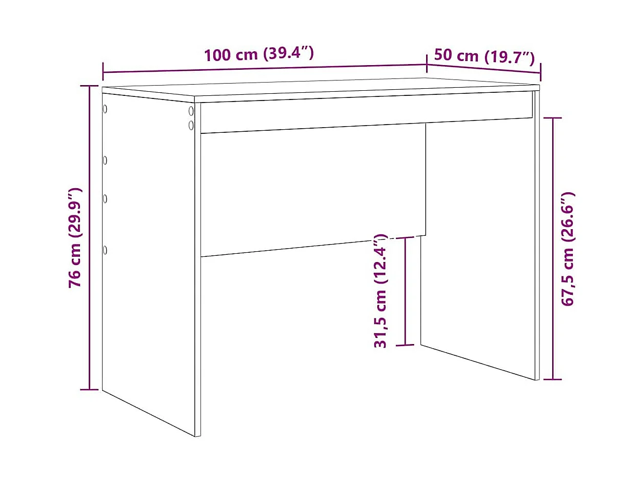 Bureau Sonoma gris 100 x 50 x 76 cm Bois d'ingénierie