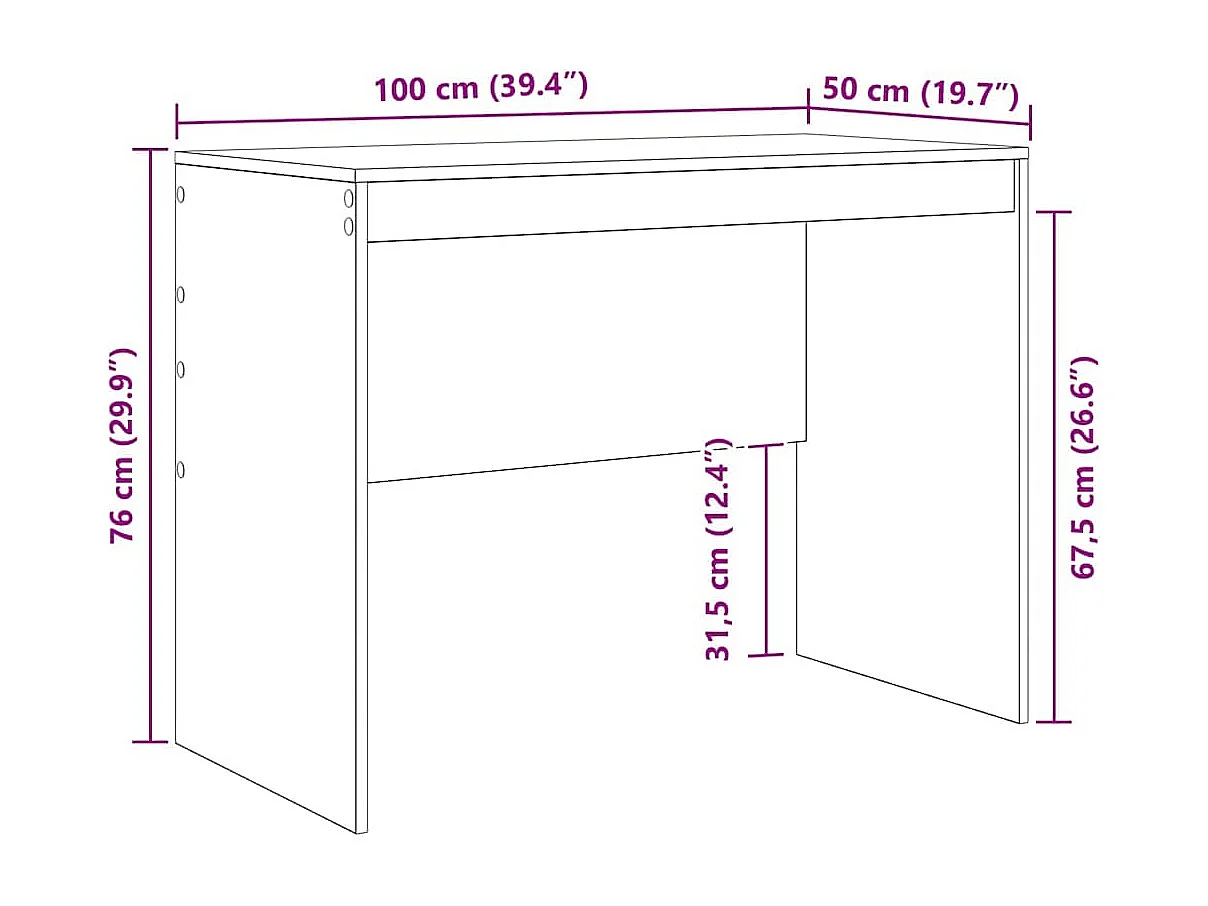 Bureau Sonoma gris 100 x 50 x 76 cm Bois d'ingénierie