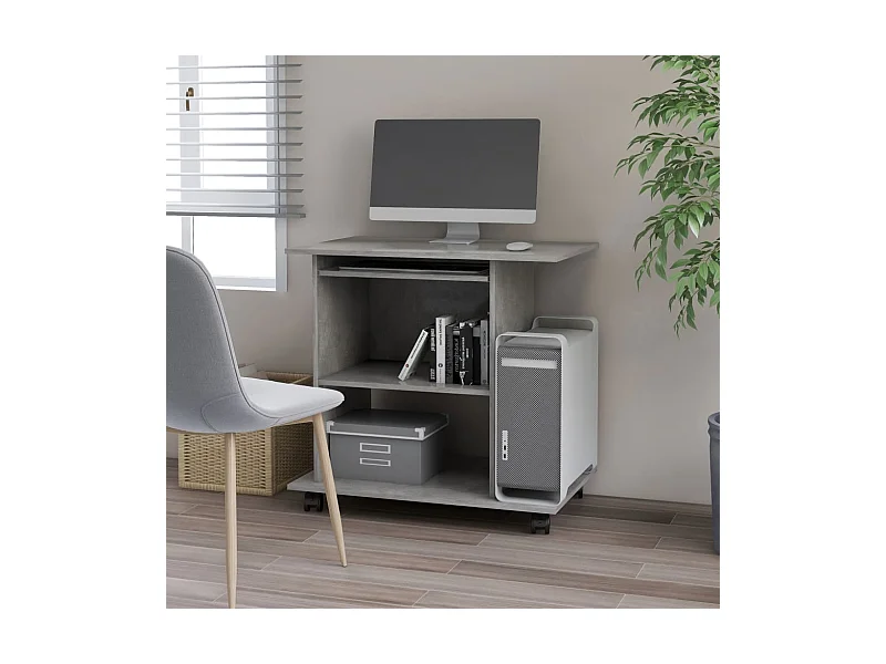 Betongrijs computerbureau 80x50x75 cm bewerkt hout