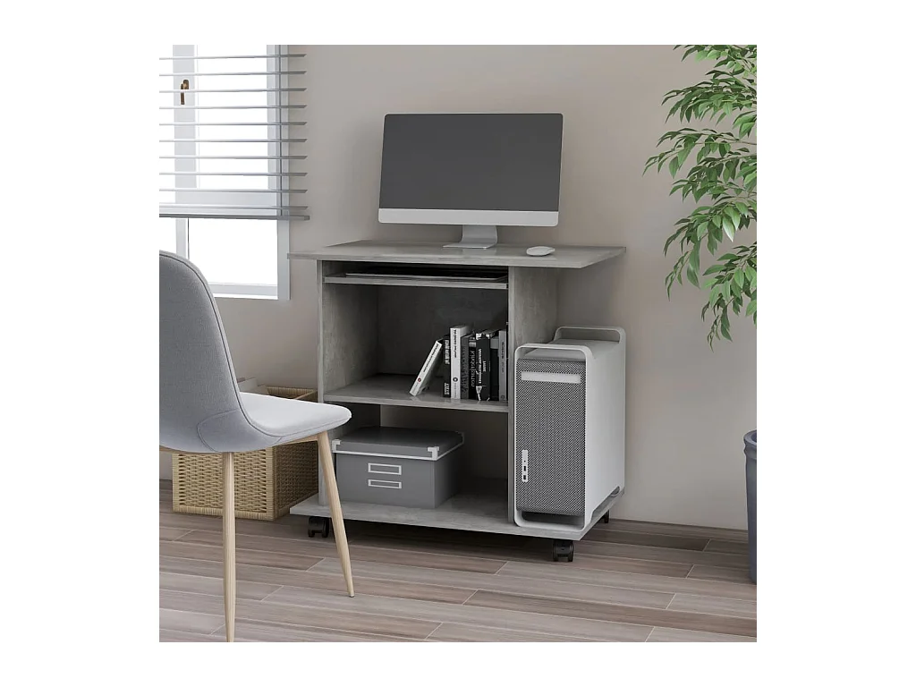 Betongrijs computerbureau 80x50x75 cm bewerkt hout