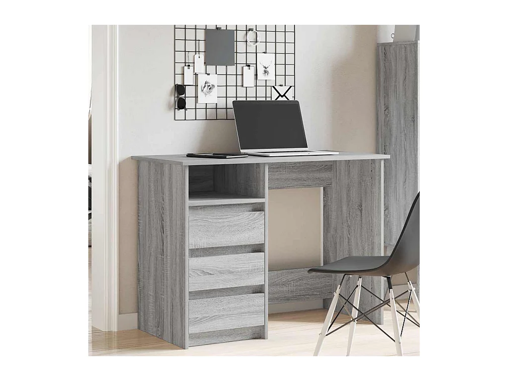 Bureau sonoma gris 102x50x75 cm bois d'ingénierie
