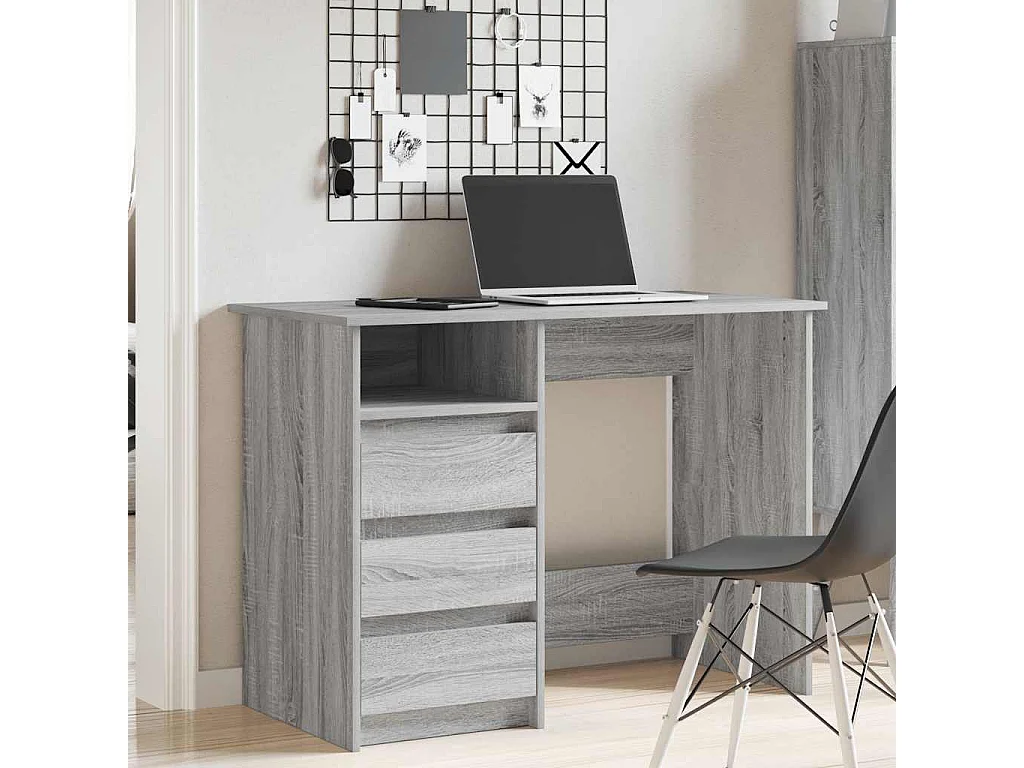 Bureau sonoma gris 102x50x75 cm bois d'ingénierie
