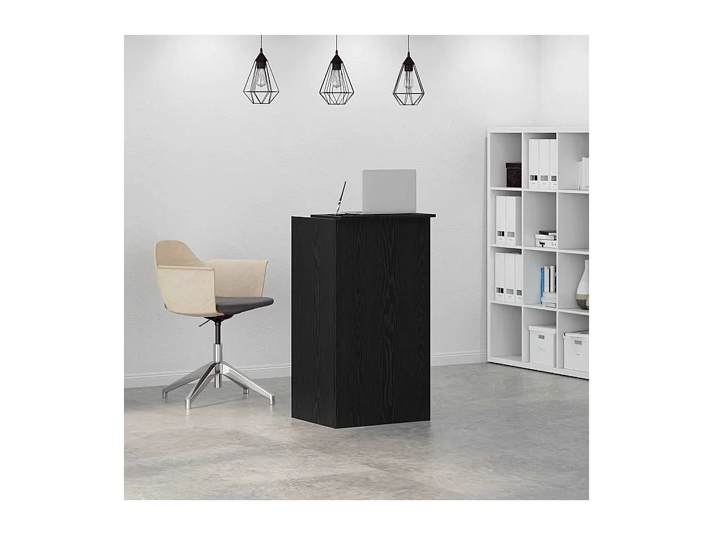 Bureau de réception noir 55x50x103,5 cm bois d'ingénierie