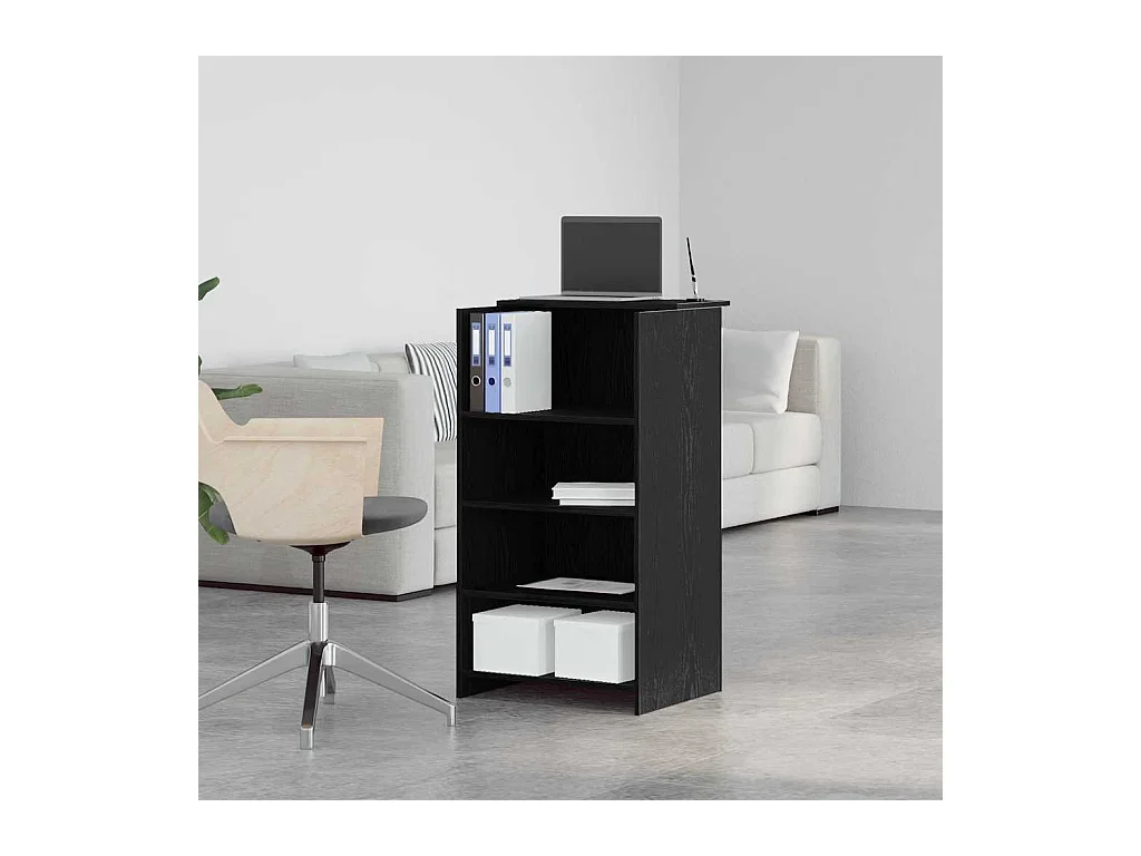 Bureau de réception noir 55x50x103,5 cm bois d'ingénierie