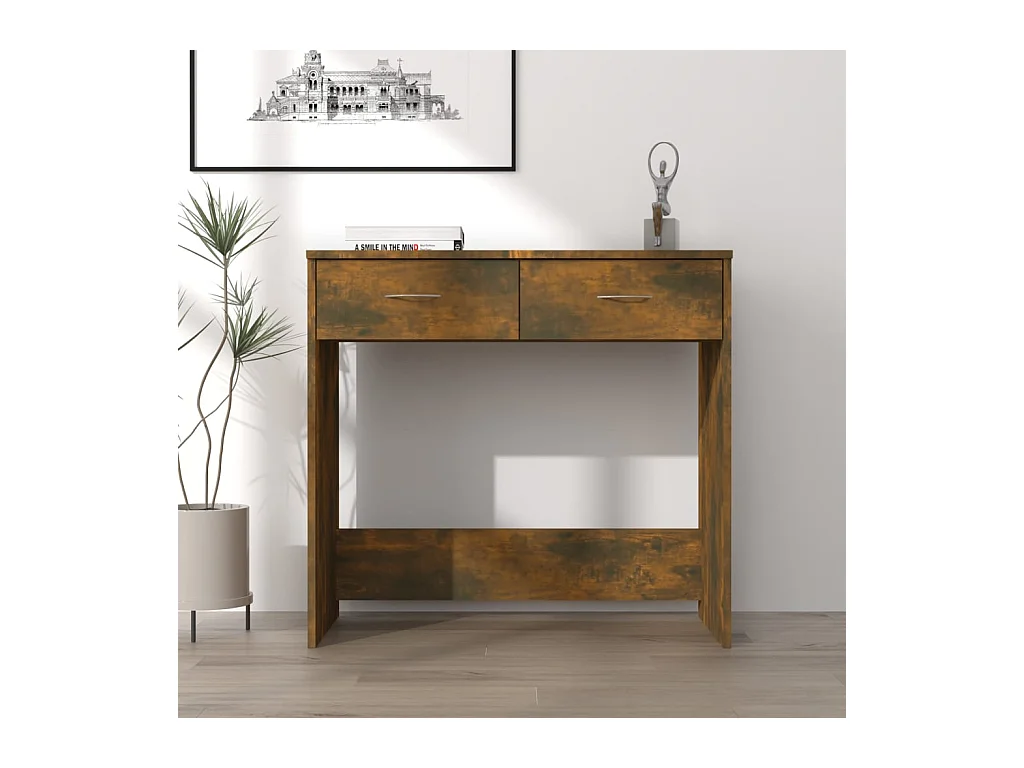 Schreibtisch aus geräucherter Eiche, 80 x 40 x 75 cm, Holzwerkstoff