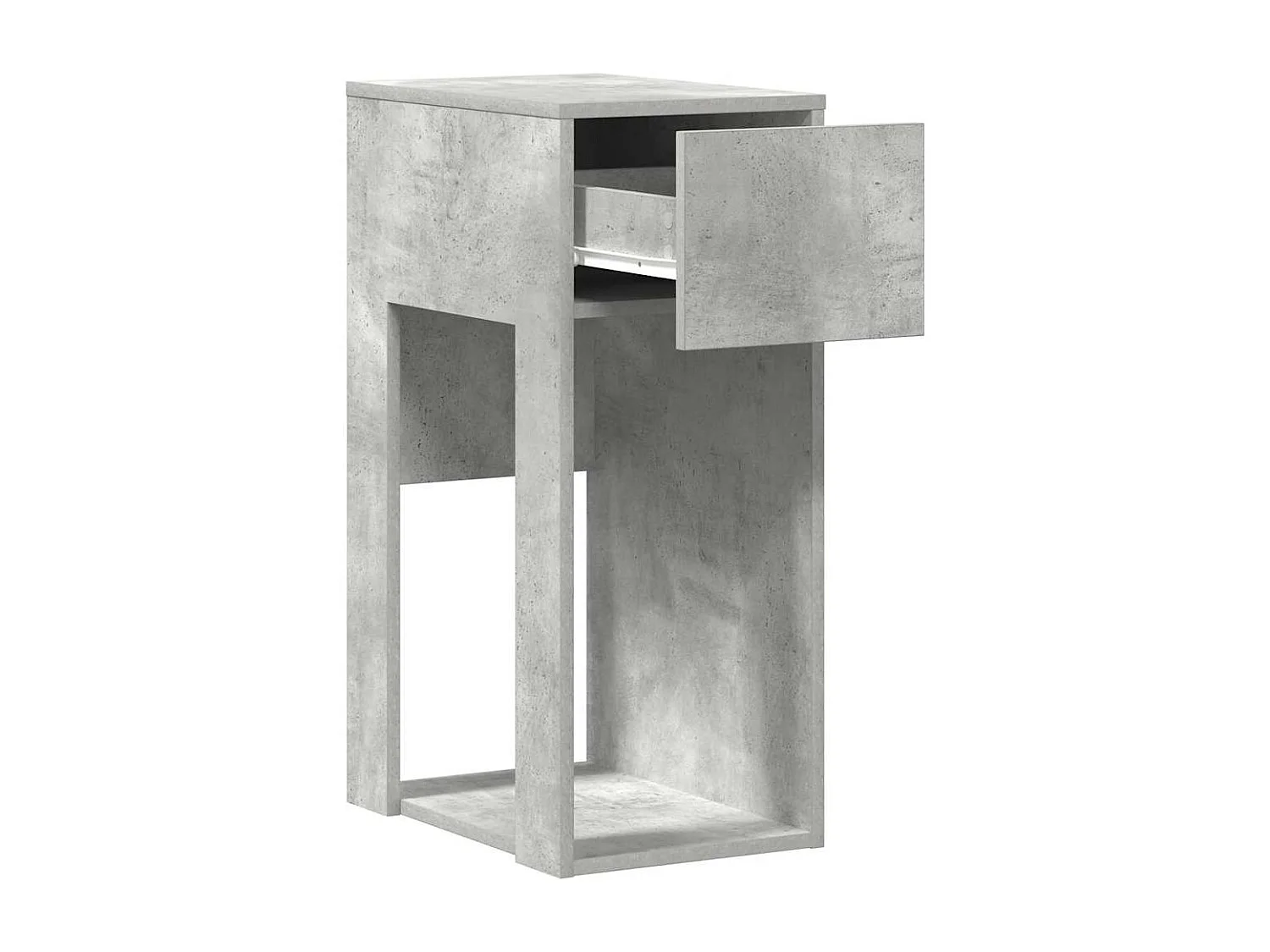 Betongrijze computertorenstandaard en lade 30x44x74 cm