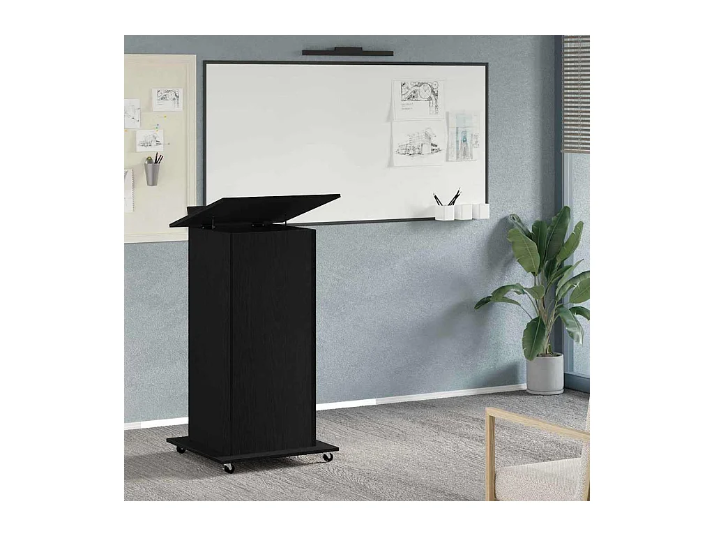 Podium avec roue Chêne noir 55 x 55 x 107 cm Bois d'ingénierie