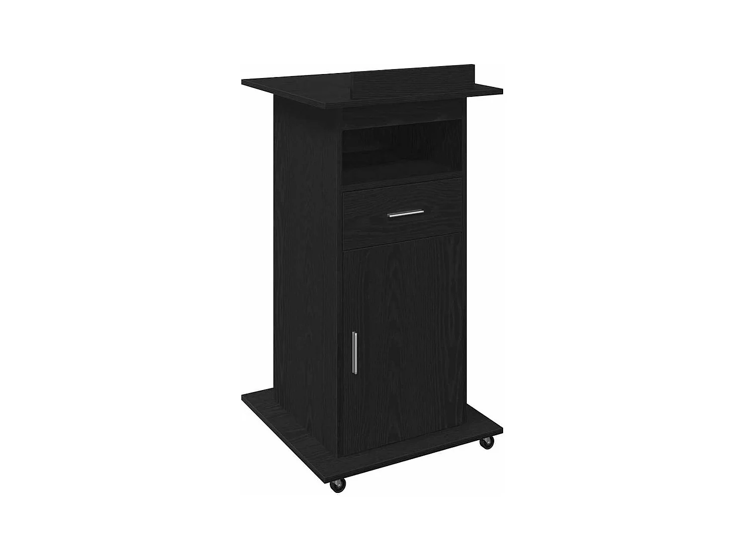 Podium avec roue Chêne noir 55 x 55 x 107 cm Bois d'ingénierie