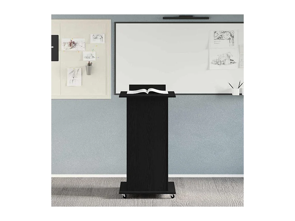 Podium avec roue Chêne noir 55 x 55 x 107 cm Bois d'ingénierie