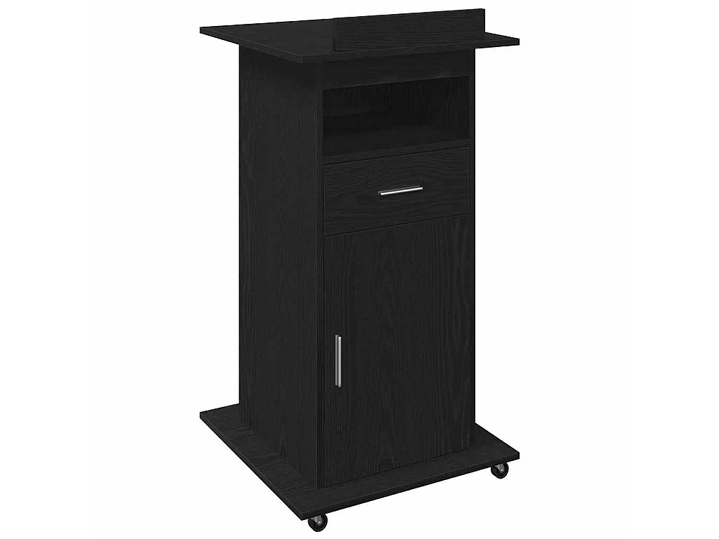 Podium avec roue Chêne noir 55 x 55 x 107 cm Bois d'ingénierie