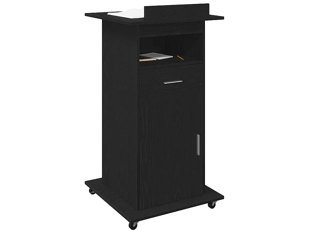 Podium avec roue Chêne noir 55 x 55 x 107 cm Bois d'ingénierie