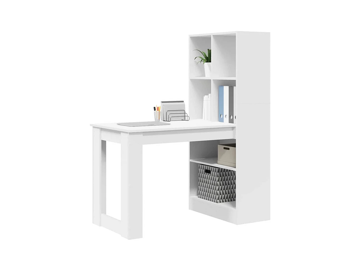 Bureau met plank Wit 122 x 67 x 145 cm Bewerkt hout