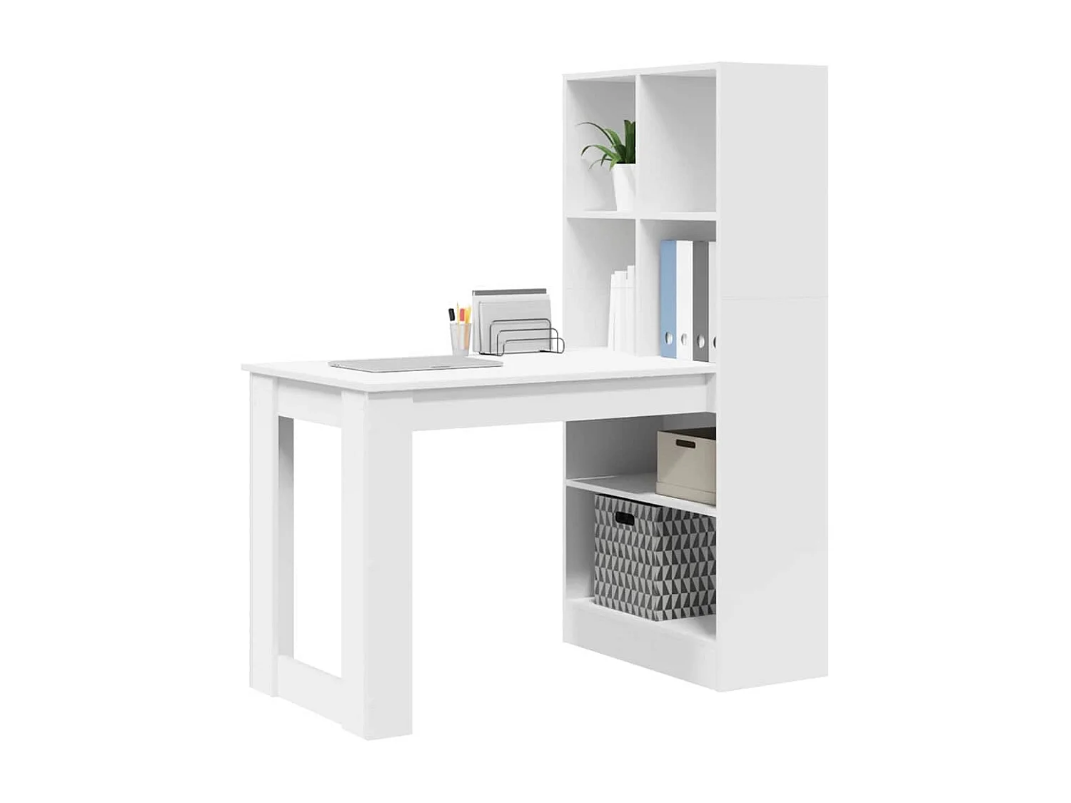Bureau avec étagère Blanc 122 x 67 x 145 cm Bois d'ingénierie