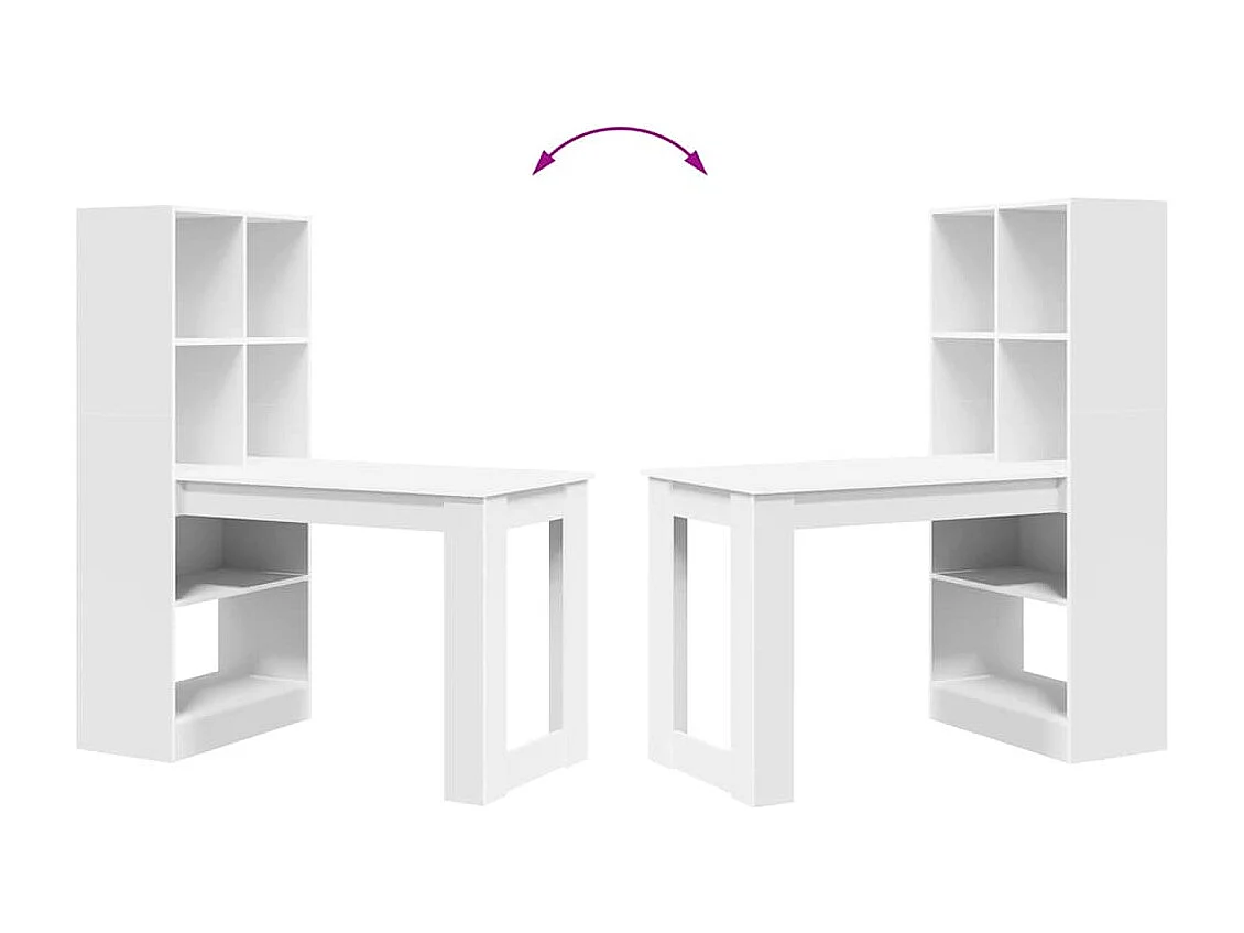 Bureau avec étagère Blanc 122 x 67 x 145 cm Bois d'ingénierie