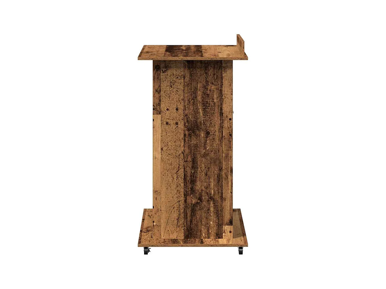 Podium avec roue Bois ancien 55 x 55 x 107 cm Bois d'ingénierie