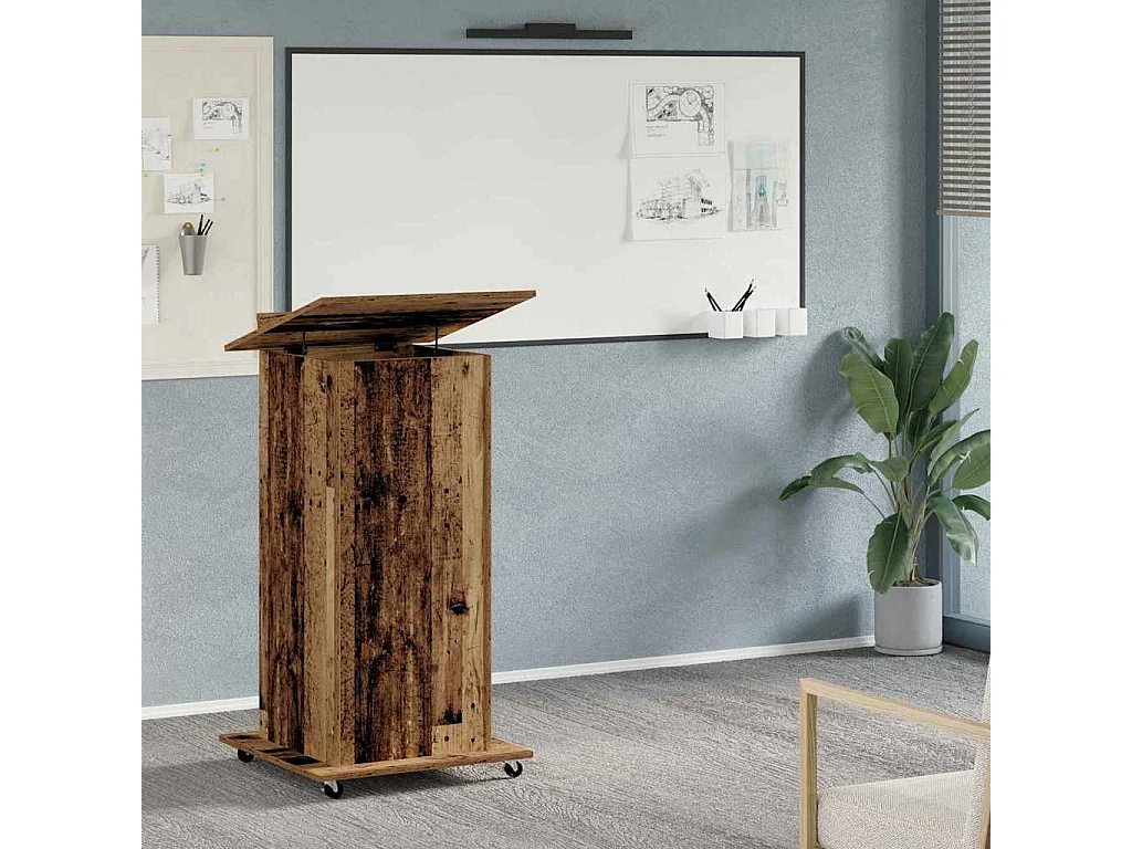 Podio con ruota Legno antico 55 x 55 x 107 cm Legno ingegnerizzato