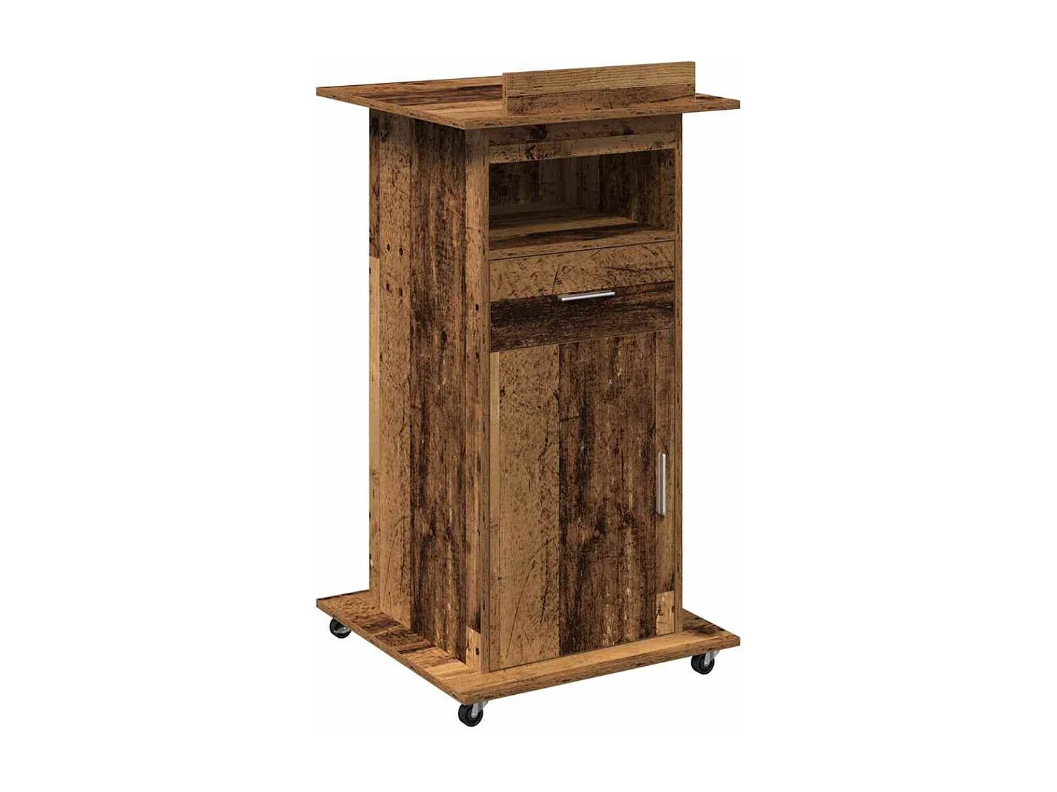 Podio con ruota Legno antico 55 x 55 x 107 cm Legno ingegnerizzato