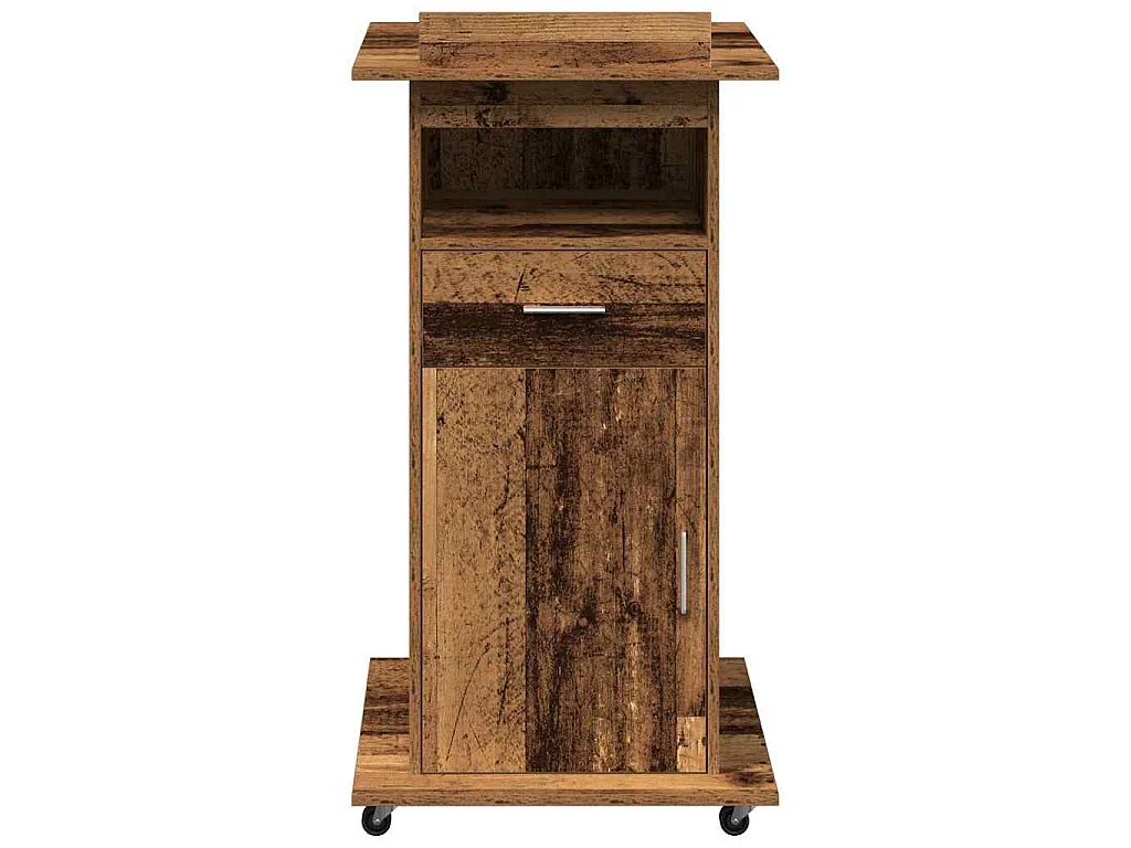 Podium mit Rad Antikholz 55 x 55 x 107 cm Holzwerkstoff