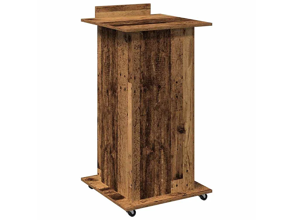 Podium mit Rad Antikholz 55 x 55 x 107 cm Holzwerkstoff