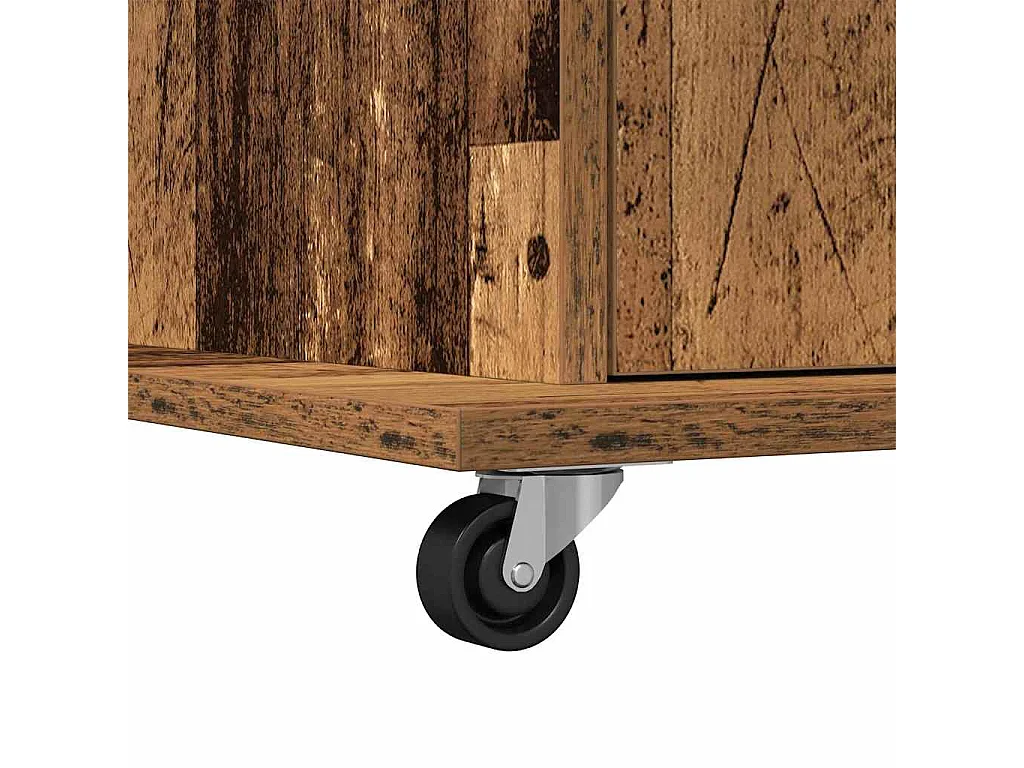 Podium mit Rad Antikholz 55 x 55 x 107 cm Holzwerkstoff